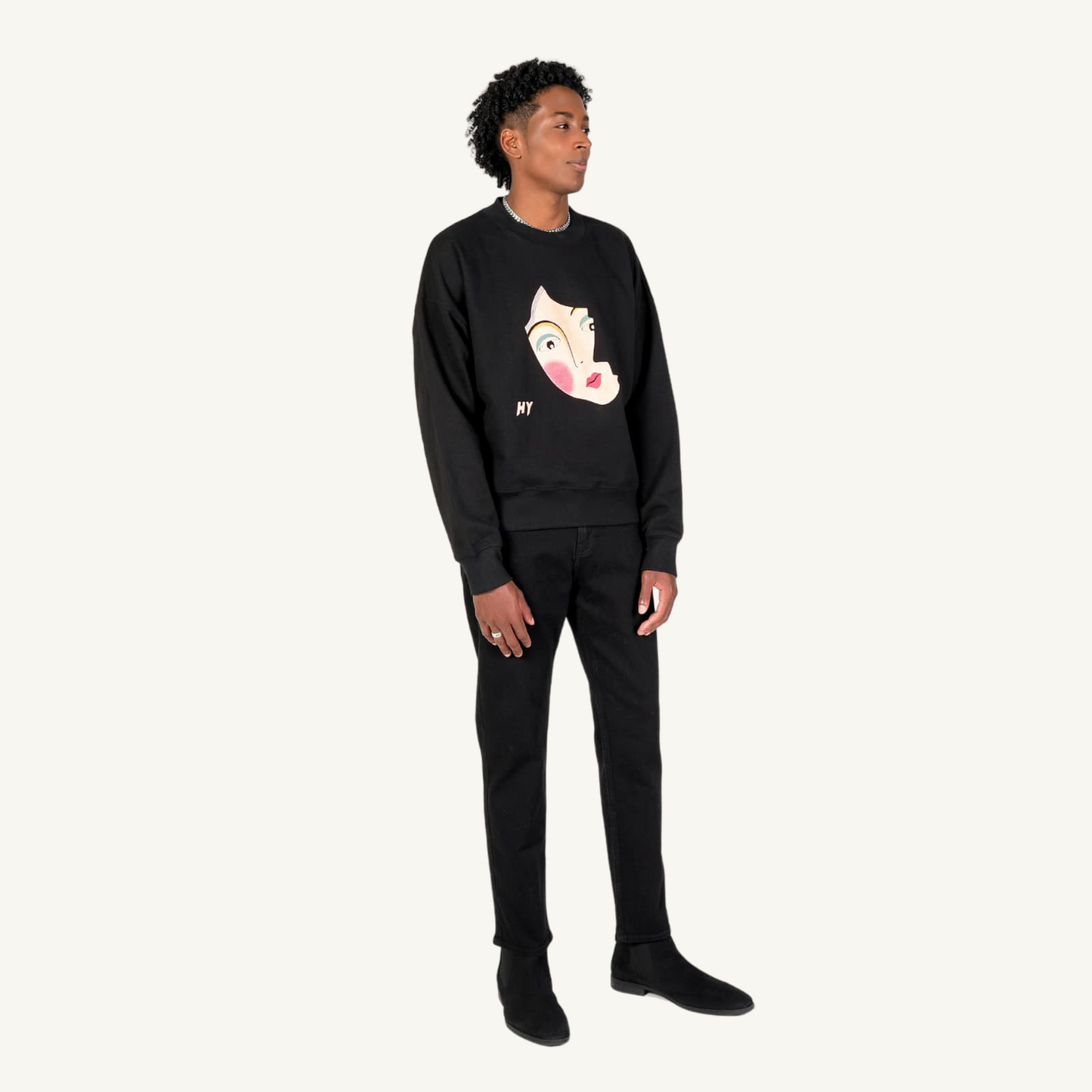 Tilted Girl Face Sweat Shirt