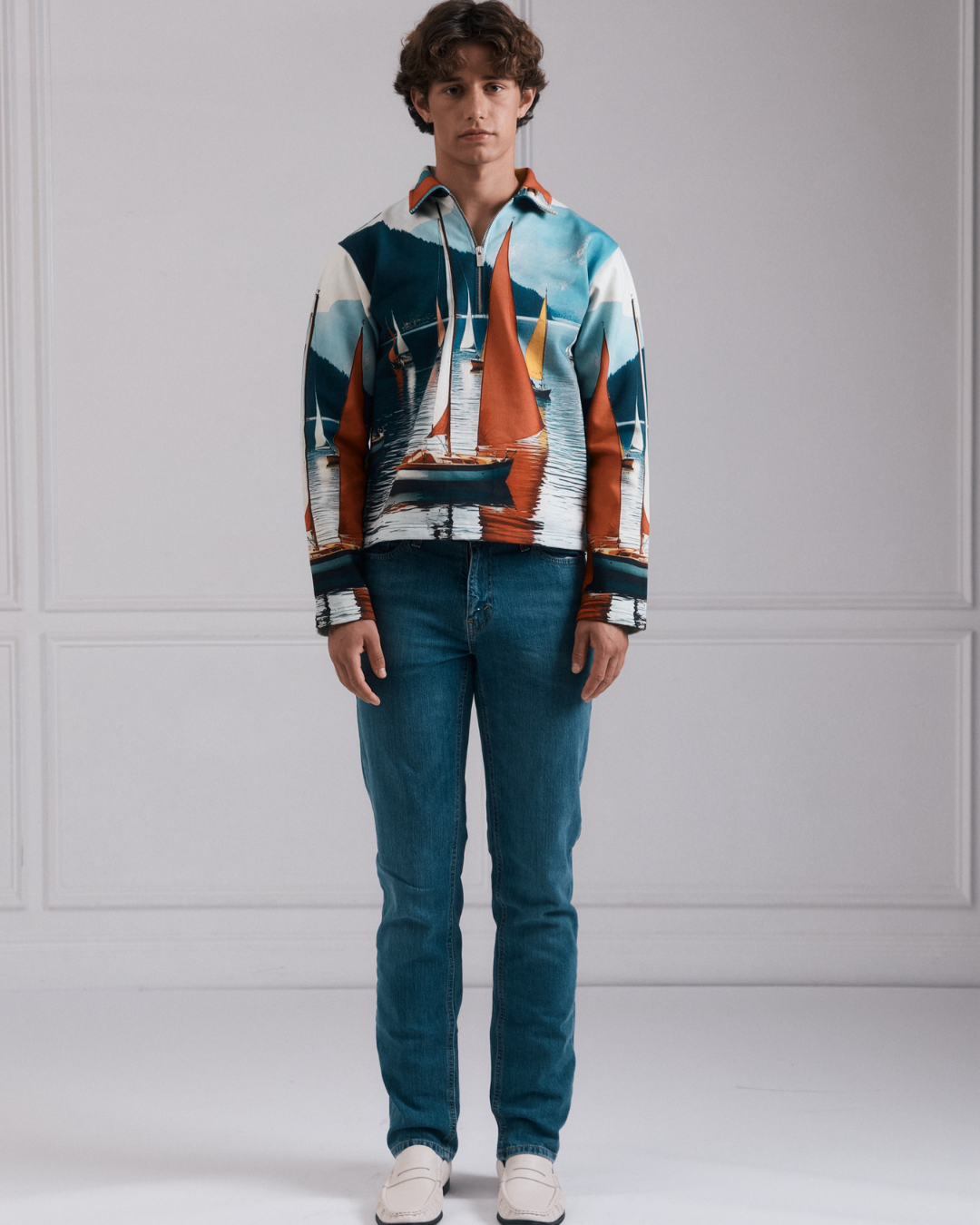 Harbor line Zipper Pullover