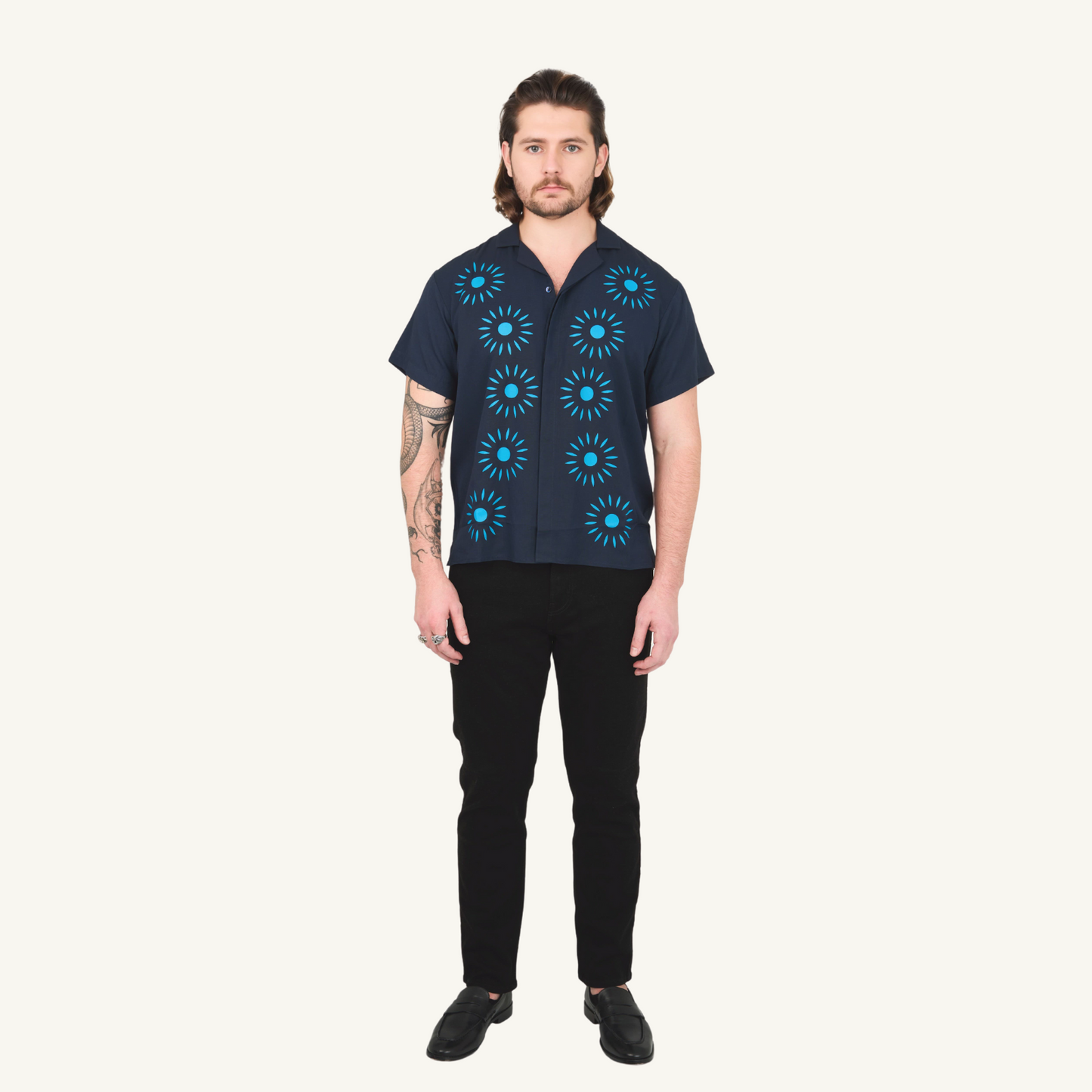3D Chakra Half Sleeve Camp Collar Shirt