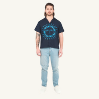 Sun Print Half Sleeve Camp Collar Shirt – Blue